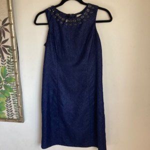 🧡3/15 Trina Turk Sheath Cocktail Lace Dress High Neck Jeweled Women’s 2